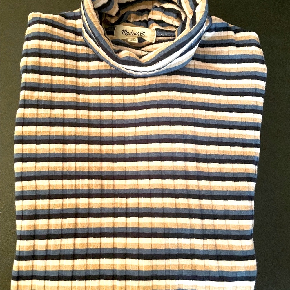 Madewell Ribbed Lightweight Striped Tneck size XS